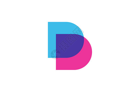 公司的相交 D 字母标志图标 公司和商业的蓝色和粉色字母表设计背景图片
