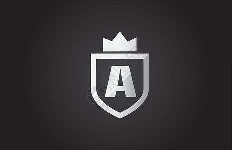 黑色王冠素材灰色和黑色的字母标志图标 公司身份的盾牌设计与国王冠设计图片