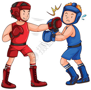 职场女强人带着拳击手套带护头和手套的拳击手插画