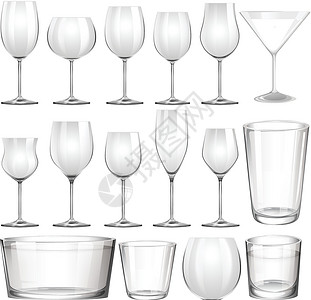 霞多丽一套酒杯和杯子小路团体塑料盘子绘画眼镜香槟卡通片玻璃饮料插画