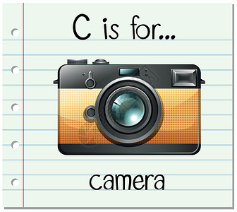 抽认卡字母 C 用于相机教育写作阅读夹子纸板卡片刻字拼写镜片绘画背景图片