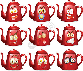 有魔力的茶壶有表情的红色茶壶设计图片