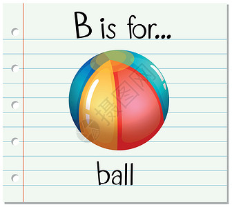 抽认卡字母 B 代表 bal玩具字体绘画阅读教育性拼写艺术配饰夹子圆形设计图片