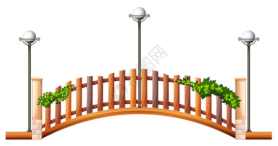 宝带桥带栅栏和灯的桥插画