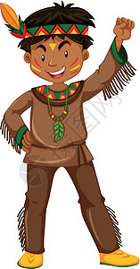 蒙古部落传统衣裳的美洲印地安男孩设计图片