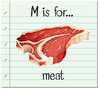 红肉甜橙抽认卡字母 M 代表我夹子字体插图食物卡片绘画教育幼儿园红肉猪肉设计图片