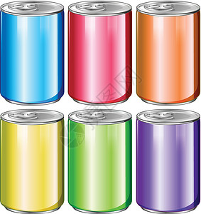 杨桃罐头六种不同颜色的罐头设计图片