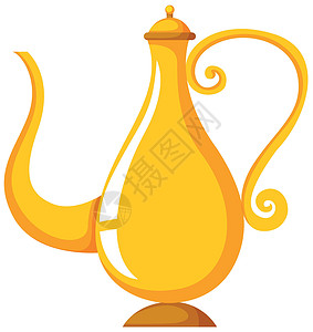 白色背景上的金色灯灯笼插图剪裁小路绘画茶壶配饰物品古董夹子背景图片
