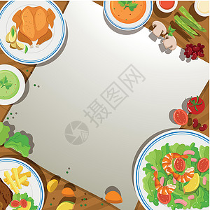鸭血粉丝汤桌子上有食物的背景模板设计图片