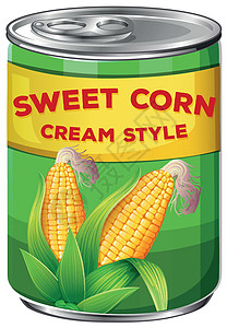 一罐甜玉米奶油造型插图产品艺术植物罐装黄色夹子玉米绘画蔬菜背景图片