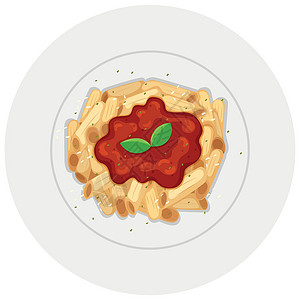 番茄酱通心粉绘画晚餐天线菜单用餐午餐盘子食物剪裁面条背景图片