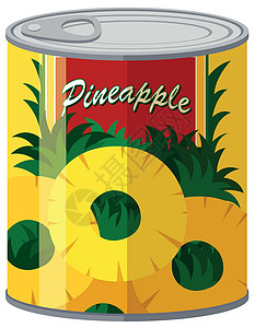 桃子罐头铝罐菠萝包装烹饪小路艺术食物罐头水果食品杂货店剪裁插画