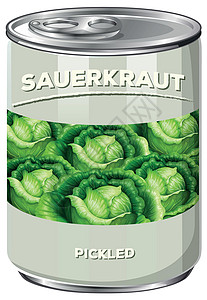 一罐酸菜营养食物包装白色艺术夹子插图绘画产品食品背景图片