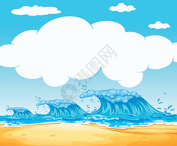 海浪框海洋与波浪背景插画