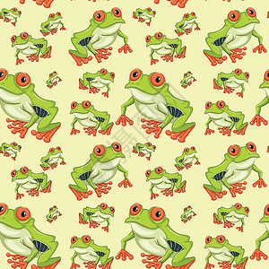 红眼树蛙无缝模式背景图片