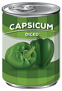 猫吃罐头辣椒丁罐头蔬菜烹饪插图辣椒金属产品罐装美食绿色艺术设计图片
