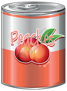 桃子罐头铝罐里的桃子插画