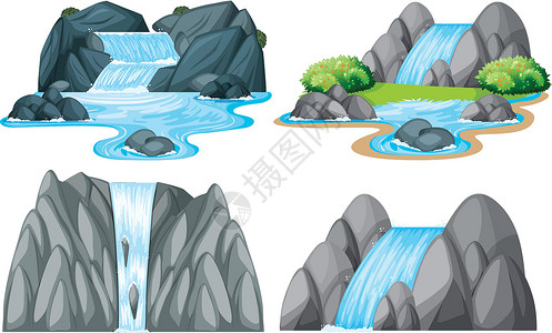 优美瀑布风景有岩石的一个小瀑布设计图片