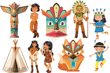 美国原住民印第安人和传统项目背景图片