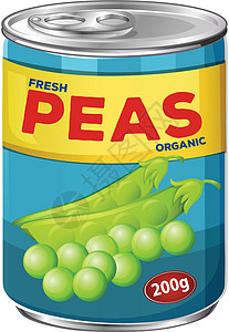 饱满绿色豌豆一罐新鲜豌豆设计图片