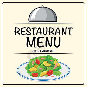 带沙拉的餐厅菜单背景图片