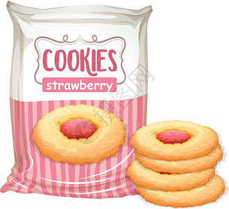 饼干袋一袋草莓饼干插画