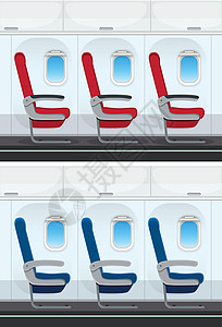 客机座位飞机座椅布局套装插画