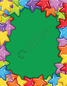 多彩的星星框架绿色绘画风格艺术装饰插图卡片夹子横幅边界背景图片