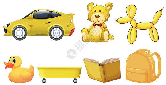 可爱黄色玩具熊黄色对象集设计图片