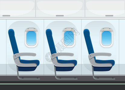 客机座位机舱内的飞机座位插画