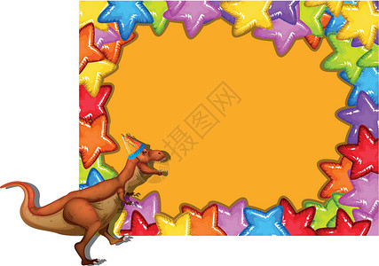 色彩缤纷的恐龙边框背景图片