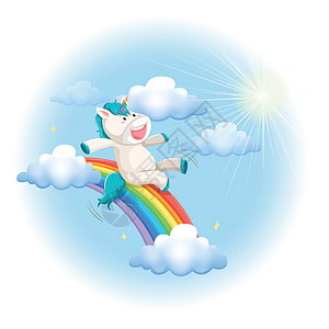 rainbo 上的快乐独角兽幻灯片背景图片
