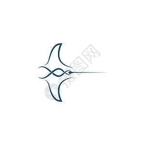 黄貂鱼图标标志设计概念模板它制作图案蓝色射线假期珊瑚海洋插图旅行生物绘画野生动物背景图片