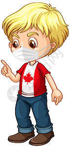 掸灰尘小男孩加拿大男孩卡通穿mas插画