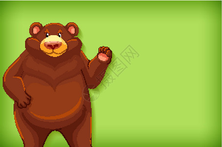 具有纯色和灰熊的背景模板设计空白荒野环境动物卡通片动物园动物群大灰熊生物野生动物背景图片