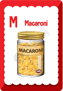 麦卢卡蜂蜜带字母 M 的马卡龙字母抽认卡活动海报享受措辞孩子娱乐单词孩子们写作幼儿园设计图片