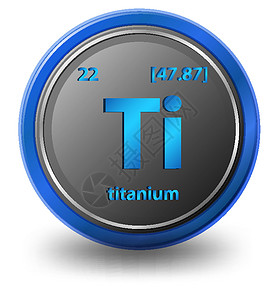 数字蓝色钛化学元素 具有原子序数和原子质量的化学符号过渡物理数学框架蓝色数数插图教育材料质子插画