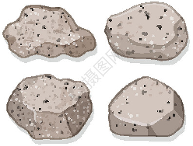 页岩气白色背景上孤立的一组花岗岩天线收藏指示牌地质学石灰石石头艺术卵石大理石夹子插画