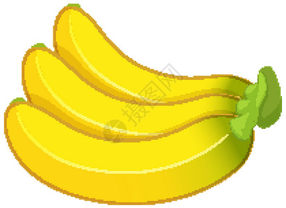 一堆香蕉卡通风格隔离在白色背景上温暖的高清图片素材