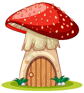 白色背景上的蘑菇屋卡通风格背景图片