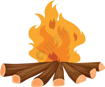 营火火焰燃烧剪贴卡通片烧伤日志木头剪裁燃料背景图片
