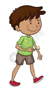 扛勺子男孩a 男孩头发孩子们家庭棕色跑步金属男性绘画男人勺子设计图片