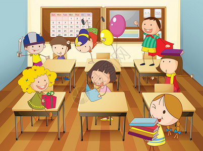 教室里的孩子们行为图书女士班级白色女孩草图女性学习教育快乐的高清图片素材