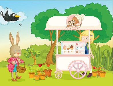 冰淇淋小贩兔子荒野高清图片
