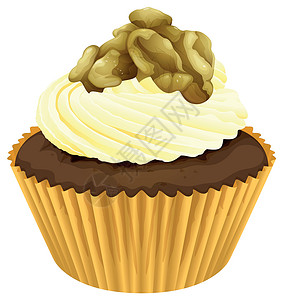 核桃蛋糕纸杯蛋糕报酬食物插图艺术糖果坚果卡通片蛋糕可可面包插画