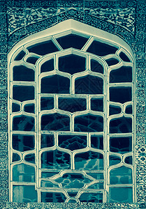奥斯曼古手工土耳其瓷砖火鸡历史建筑学石头建筑蓝色马赛克古董制品绘画背景图片