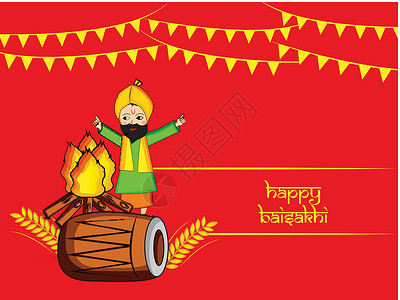 印度节日 Baisakhi 背景的插图折扣庆典农业按钮绑定宗教萝莉篝火娱乐季节背景图片