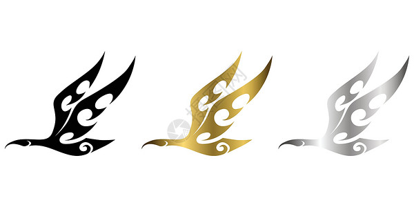 鸟的翅膀三色黑金银天鹅飞翔线条艺术矢量适合用作装饰或原木设计图片