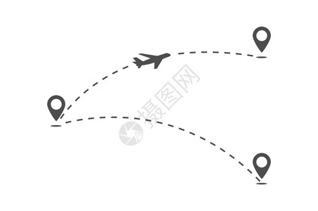 飞机飞行路线的轨迹 飞机从一个点飞到另一个点 飞机的运动线背景图片