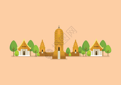 柬埔寨式寺庙它制作图案的历史古庙矢量插画